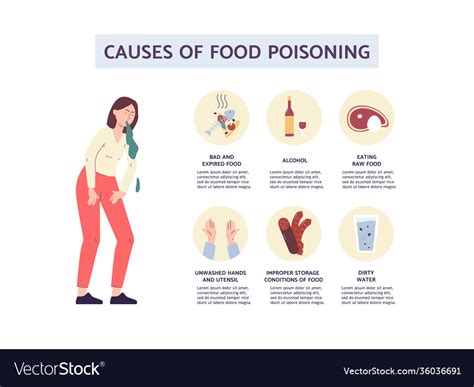 Infographic Causes Food Poisoning With Symbols Vector Image