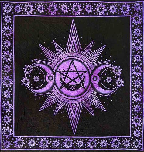 Pagan Triple Moon Pentagram Altar Cloth 105x105cm Pagan And Wicca Supplies