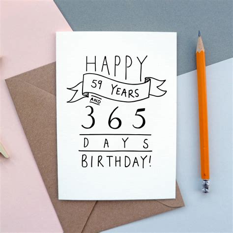 59 Years And 365 Days 60th Birthday Card By Oops A Doodle