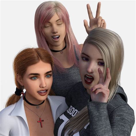 Group Selfie Pose Set One For Genesis Female Daz Content By