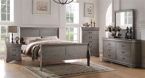 Louis Philippe Youth Sleigh Bedroom Set Antique Gray Acme Furniture
