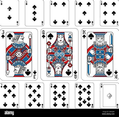 Playing Cards Spades Red Blue And Black Stock Vector Image And Art Alamy