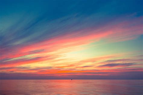 Fiery Orange Sunset Sky Warm Light With Clouds Beautiful