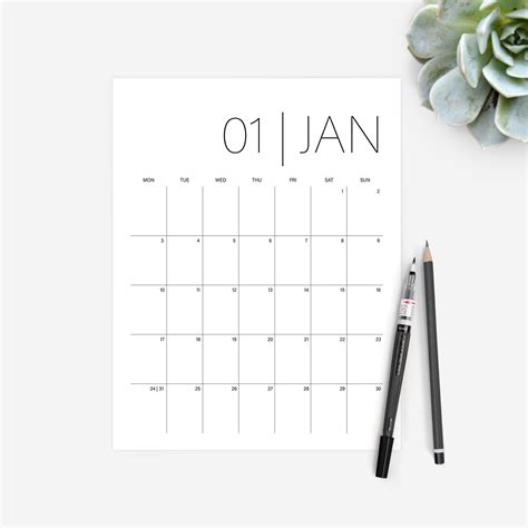 Minimalist Printable Calendar Printable Templates