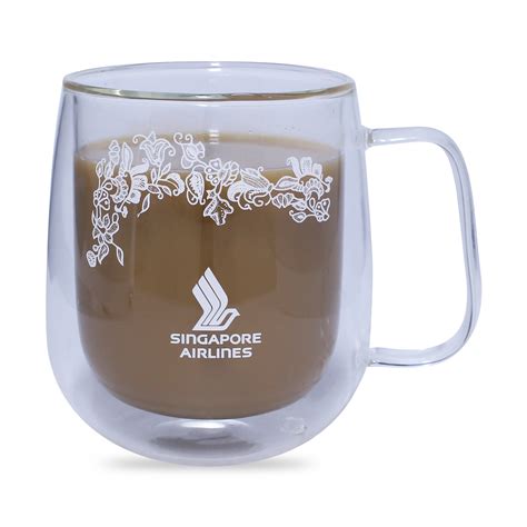 customised 350ml double wall thermal glass mug with logo print singapore