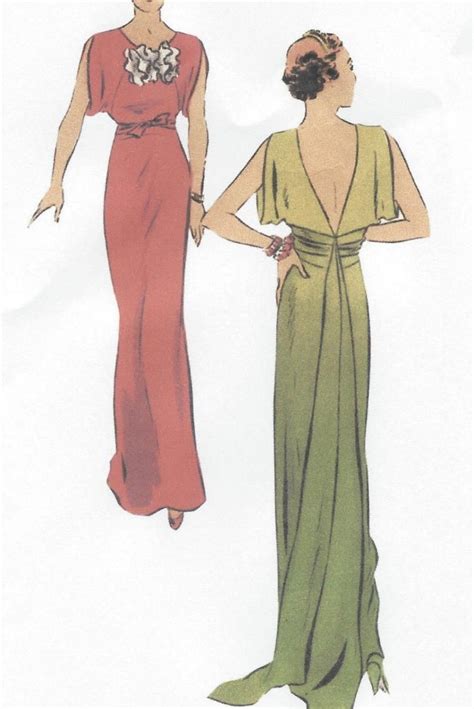 1930s Vintage Vogue Sewing Pattern B34 Evening Dress With Etsy