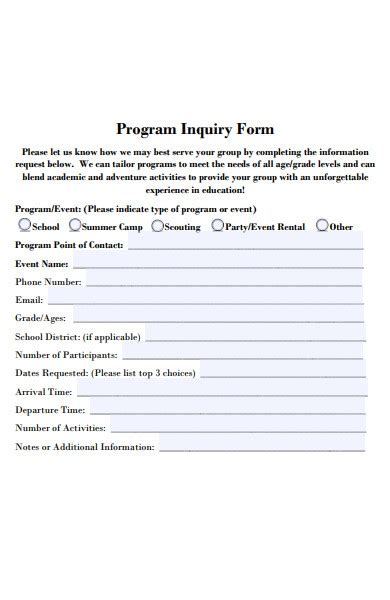 Free 50 Inquiry Forms In Pdf Ms Word Doc