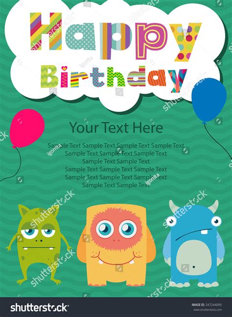 Happy Birthday Invitation Card Design Stock Vector