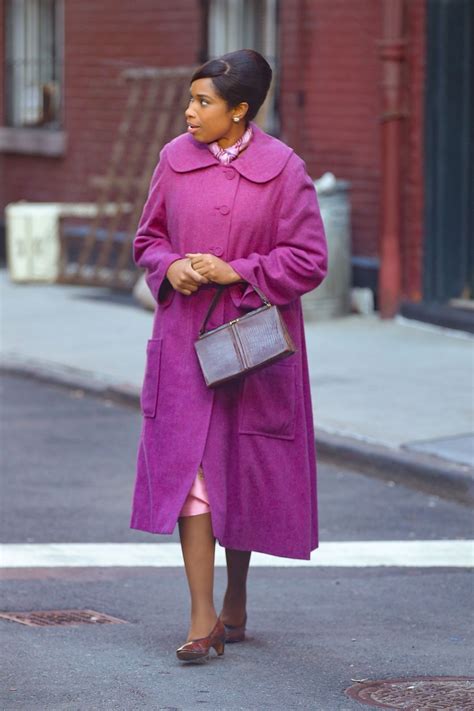 Jennifer hudson, 39, was dressed casually with curlers in her hair and fuzzy pink slippers on her feet as she waited outside before her appearance on the late show with stephen colbert. JENNIFER HUDSON as Aretha Franklin on the Set of Rrespect ...