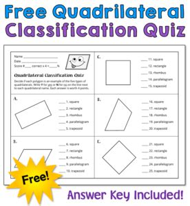 Free Classifying Quadrilaterals Quiz Laura Candler