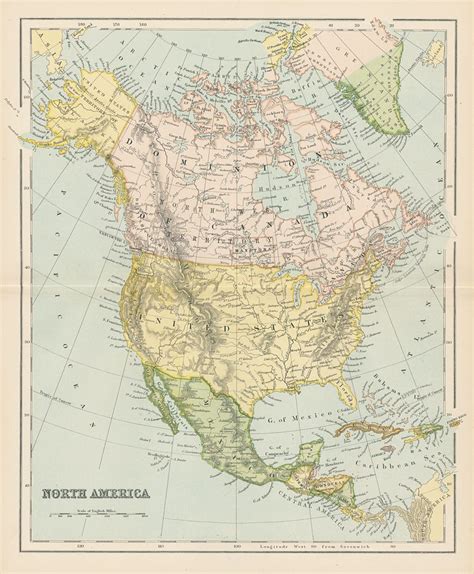Old And Antique Prints And Maps North America Map 1896 America