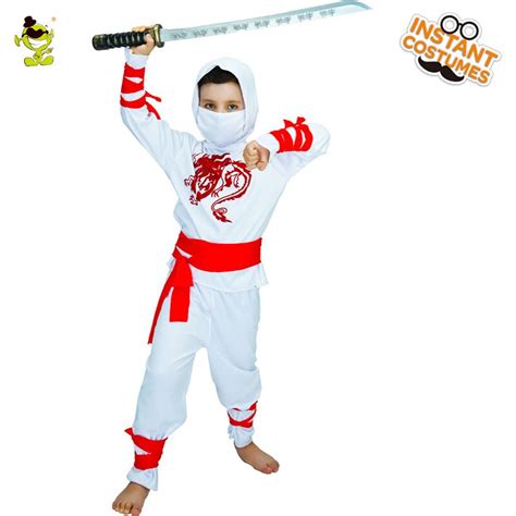 Boys White Ninja Child Costumes Scary Horror Bloody Halloween Costumes