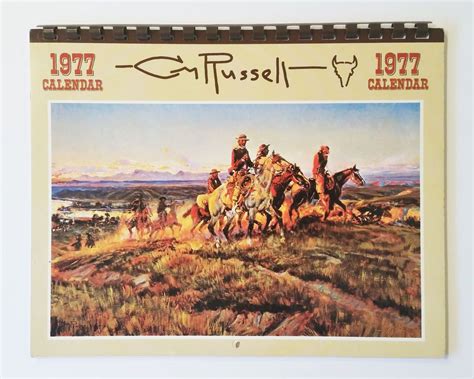 Vintage 1977 Cm Russell Calendar Unused Cow Boys Western Artist