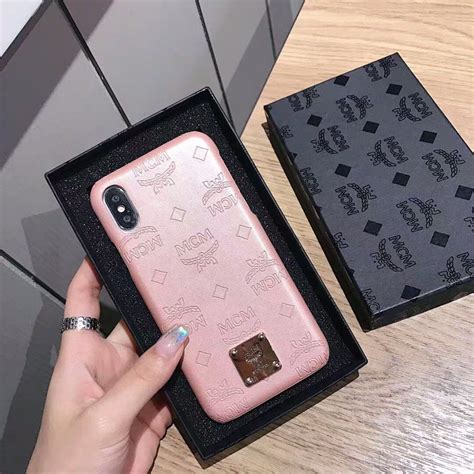 Mcm Style Shimmer Leather Shockproof Protective Designer Iphone Case