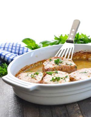 These baked pork chops are juicy on the inside and crispy on the outside. Dump-and-Go 4-Ingredient Baked Pork Chops | Baked pork chops, Baked pork, Pork recipes easy