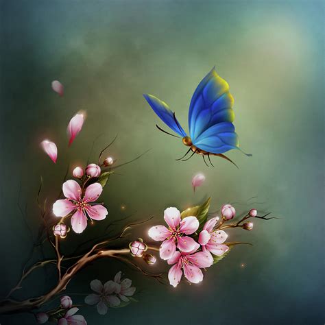 Blue Butterfly Digital Art By John Junek Fine Art America