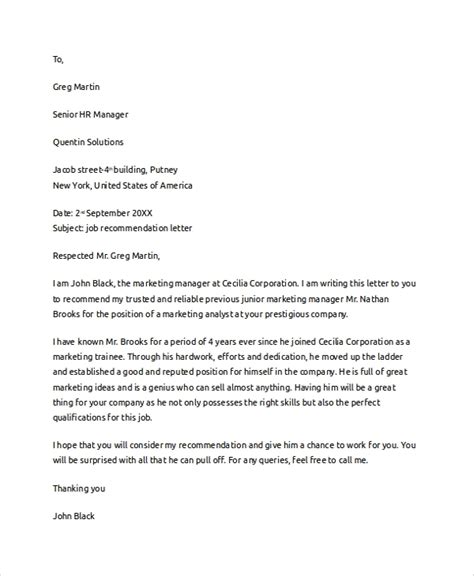 Application letters to human resources. FREE 7+ Sample Job Recommendation Letter Templates in PDF ...