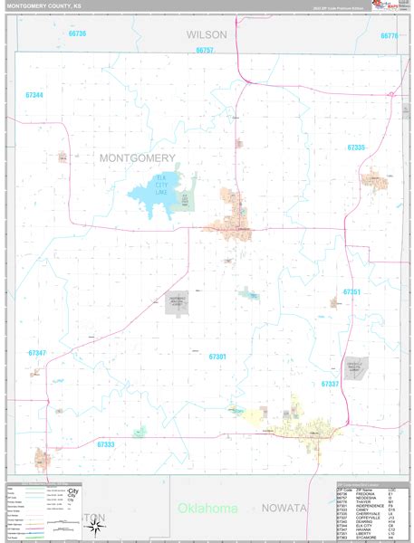 Montgomery County Ks Wall Map Premium Style By Marketmaps Mapsales