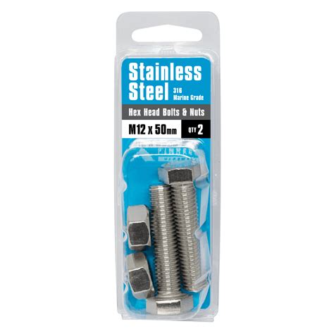 Hex Bolts And Nuts M12 X 50mm Stainless Steel 316 Pinnacle Hardware