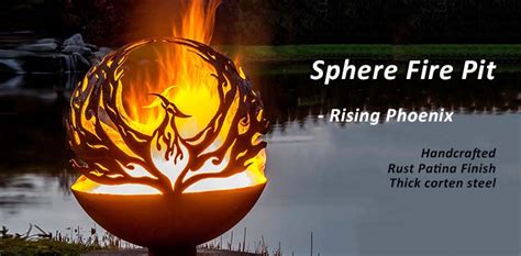 Corten Steel Phoenix Gn Fb 111 Sphere Fire Pit Gnee Garden