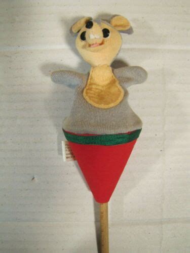 Rare Vintage Moravska Ustredna Pop Up Puppet Cone Mouse Hiding Czech