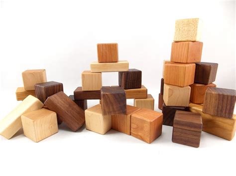 36 Wooden Building Blocks Natural Hardwood Toy By Bannortoys