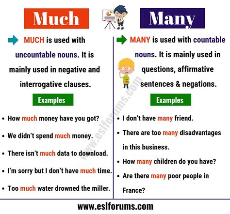 Much Vs Many What Are The Differences Esl Forums Learn English