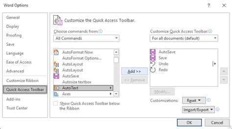 Adding Commands To The Quick Access Toolbar Microsoft Word 365