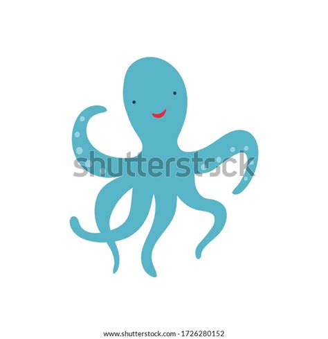 Cute Blue Octopus On White Background Stock Vector Royalty Free