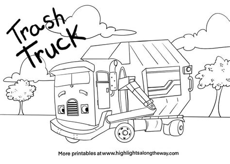 Trash Truck Coloring Pages Free Printable Templates