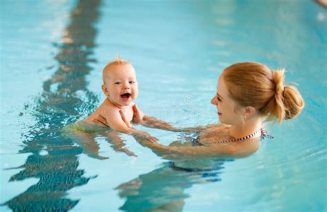 Mother And Baby Swim In Pool Stock Image Image Of Parent Portrait