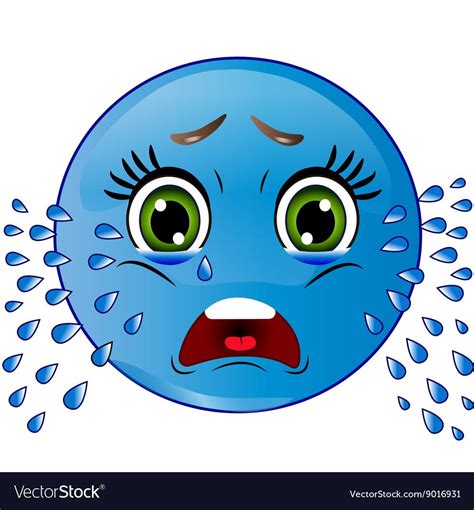 Blue Smiley Looks Sad Is Crying Royalty Free Vector Image Smiley