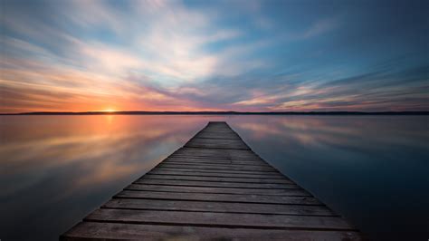 1280x720 Lake Pier Evening Sunset 5k 720p Hd 4k Wallpapers Images
