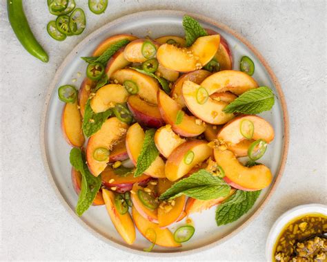 Summer Peach And Mint Salad Recipe From Sylvia Charles Of Just Date Syrup Bay Area Made