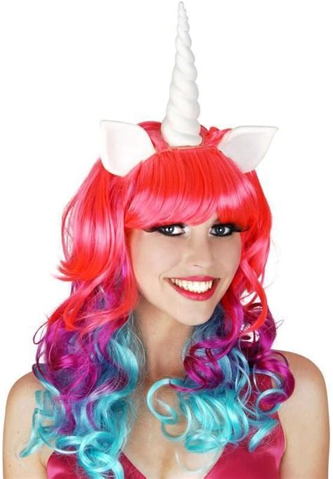 Pink Blue And Purple Deluxe Faith Unicorn Wig Purple Unicorn Blue And