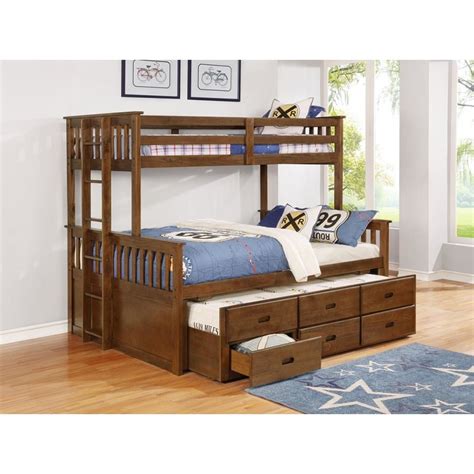 Atkin Extra Long Over 3 Drawer Bunk Bed Weathered Walnut Twinqueen 461147 By Coaster