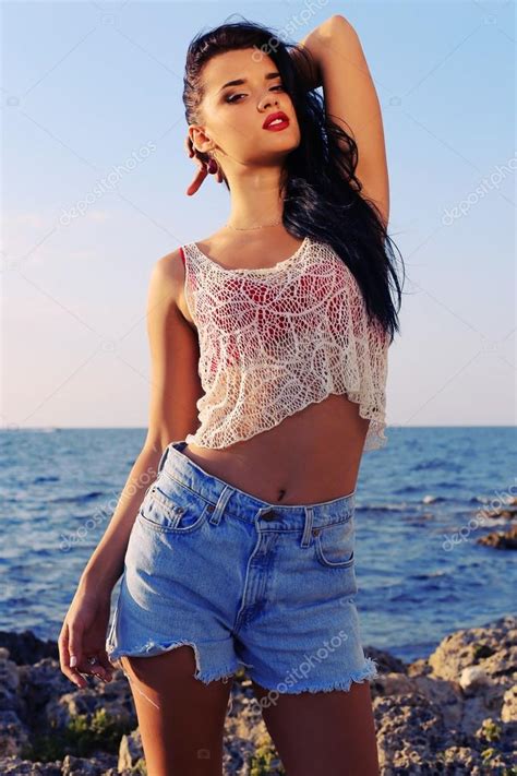 Sexy Beautiful Woman Posing Beach Stock Photo By Dariyad