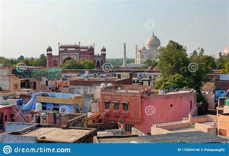 Taj Mahal View From Roof Top Colorful India Tourism Of Agra