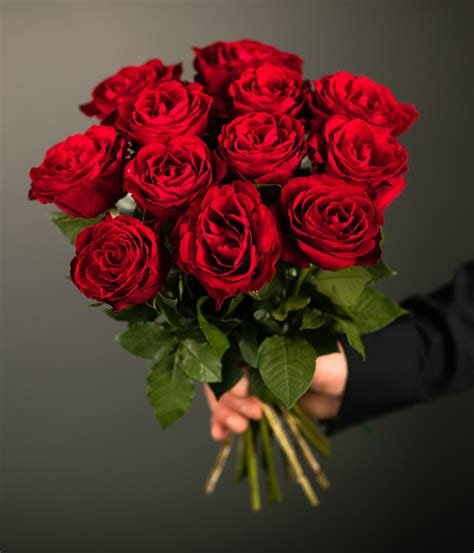 12 Red Roses Valentines Day Flowers Telefloristie