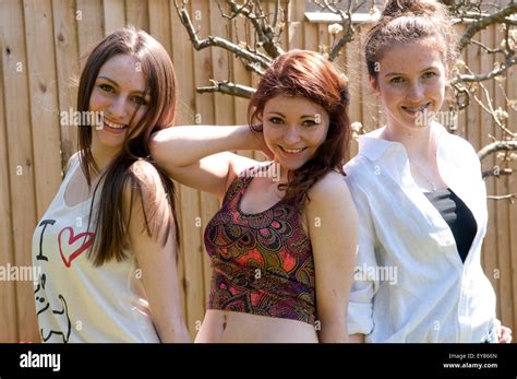 Happy Group Of Teenage Girls Stock Photo Alamy