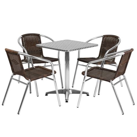 Flash Furniture Lila 235 Square Aluminum Indoor Outdoor Table Set