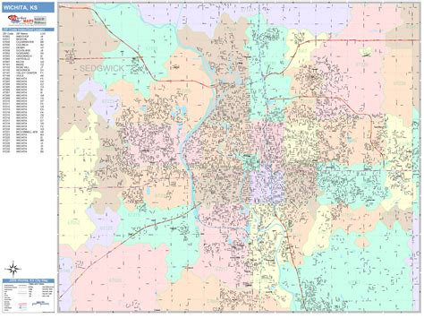 Wichita Kansas Wall Map Color Cast Style By Marketmaps Mapsales