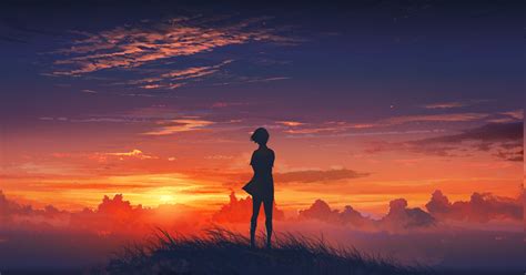 Anime Girls Anime Sunset Sky Clouds Original Characters Wallpapers Hd Desktop And Mobile