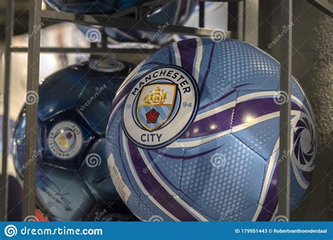 Close Up Manchester City Football Ball At Manchester England 2019