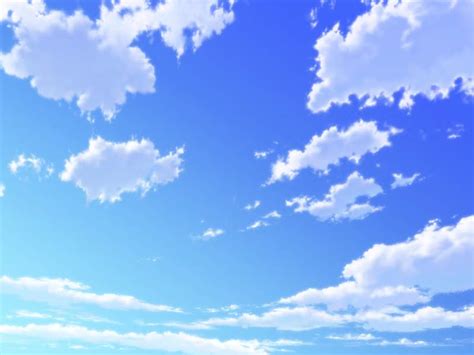 Anime Landscape Blue Sky And Cotton Clouds Anime Background