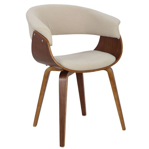 Vintage Mod Mid Century Modern Diningaccent Chair In Walnut And Cream