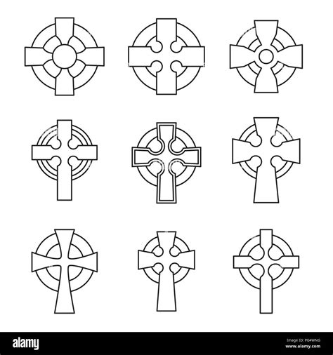 Set Of Celtic Crosses For Religious Design Irish Scottish Celtic