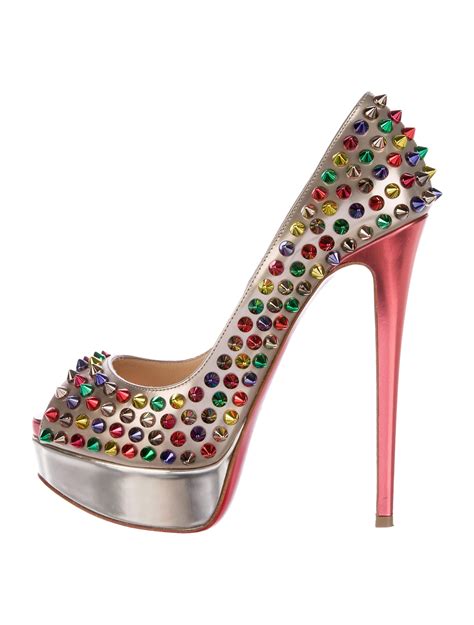 Christian Louboutin Lady Peep Spikes 150 Pumps Shoes Cht60452 The