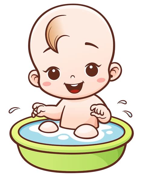 Premium Vector Cartoon Baby Take A Bath