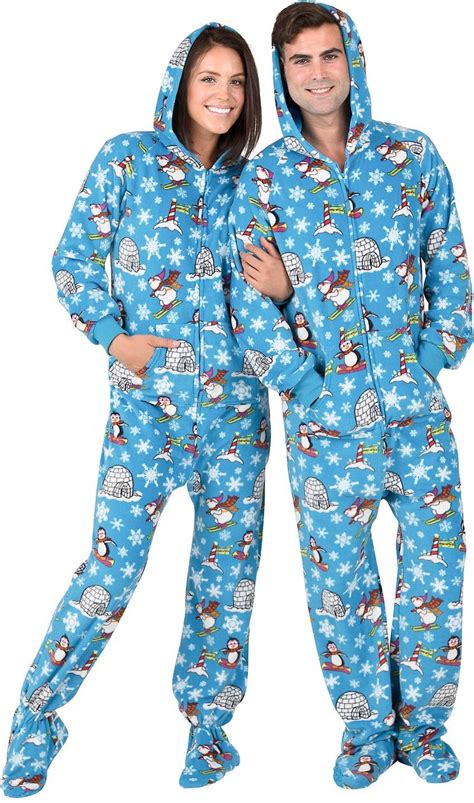 Footed Pajamas Winter Wonderland Unisex Adult Fleece Pajamas Medium